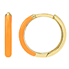 14k Yellow Gold Small Neon Orange Enamel Hoop Earrings