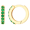 14k Yellow Gold .18 ct tw Emerald Row Huggie Hoop Earrings