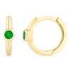 14k Yellow Gold .06 ct tw Emerald Bezel Hoop Earrings