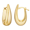 14k Yellow Gold Graduated Oval Puff Hoop Earrings