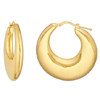 14k Yellow Gold Scooped and Puffed Hoop Earrings 1in