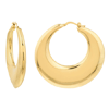 14k Yellow Gold Scooped and Puffed Hoop Earrings 1.75in