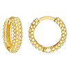 14k Yellow Gold Bubble Texture Round Hoop Earrings