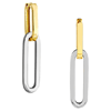 14k Two Tone Gold Paper Clip Hoop Earrings