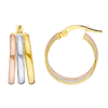 14k Tri Color Gold Small Round Triple Hoop Earrings