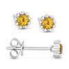 14k Yellow Gold 0.20 ct tw Citrine and Diamond Halo Stud Earrings AA Quality