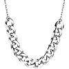 14k White Gold Mini 4mm Curb Links on Diamond-cut Cable Necklace