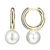 ELLE Gold-plated Sterling Silver 8mm White Shell Pearl Hoop Earrings