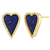 ELLE Gold-plated Sterling Silver Long Love Lapis Heart Earrings