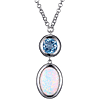 ELLE Sterling Silver Genuine Blue Topaz and Created Opal Necklace