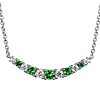 Sterling Silver Created Emerald and Lab Grown Diamond Curved Bar Necklace