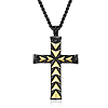 Ethos Men's Black Rhodium and Gold Plated Sterling Silver Cross Necklace