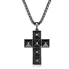Ethos Men's Gunmetal Sterling Silver and Black Sapphire Cross Necklace