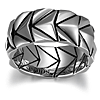 Ethos Men's Chevron Rhodium Plated Sterling Silver Ring