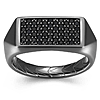Ethos Men's Gunmetal Sterling Silver and Black Sapphire Rectangular Signet Ring