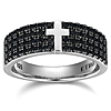 Ethos Men's Black Ice Gunmetal Sterling Silver and Black Sapphire Ring with Cross
