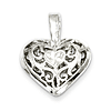 Sterling Silver 11/16in Fancy Filigree Heart Charm