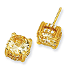 Gold-plated Sterling Silver 8mm Canary CZ Stud Earrings