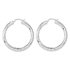 Sterling Silver 1 5/8in Diamond-cut Hoop Earrings 4mm