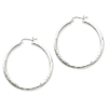 Sterling Silver 2.50mm Satin Diamond-cut Hoop Earrings