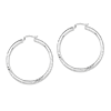 Sterling Silver Satin Diamond-cut Hoop Earrings 1 3/4in