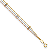 10k Tri-color Gold 3-Strand Beaded Anklet