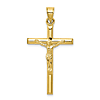 10k Yellow Gold Hollow Crucifix Pendant 1.25in