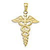 10k Yellow Gold Caduceus Pendant 1in