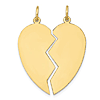 10k Yellow Gold Two Piece Heart Pendant 1in