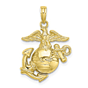 10k Yellow Gold USMC Eagle Globe and Anchor Pendant 3/4in