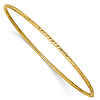 10k Yellow Gold 8in Diamond-cut Bangle Bracelet 2mm