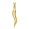 10k Yellow Gold Solid Italian Horn Pendant 1in