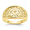 10k Yellow Gold Fleur-De-Lis Ring with Tapered Design