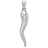 10k White Gold Hollow Italian Horn Pendant 1 1/2in