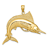 10k Yellow Gold Large Striped Marlin Pendant with Satin Finish