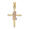 10k Yellow and Rose Gold Praying Girl Cross Pendant 3/4in