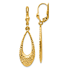 10k Yellow Gold Cut-out Teardrop Earrings With Diamond-cut Texture