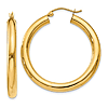 10k Yellow Gold 1 1/4in Round Hoop Earrings 4mm