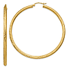 10k Yellow Gold 2.5in Diamond-cut Hoop Earrings 3mm Thick