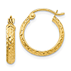 10k Yellow Gold 5/8in Diamond-cut Hoop Earrings 2.8mm Thick