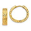 10k Yellow Gold Diamond-cut Hinged Huggie Hoop Earrings 1/2in