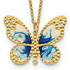 14k Yelow Gold Enameled Butterfly Necklace