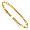 14k Yellow Gold Notched Cuff Bangle Bracelet 3mm Wide