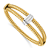 14K Two-tone Gold Twisted Two Strand Bangle Bracelet
