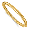 14k Yellow Gold Polished and Twisted Hinged Bangle Bracelet