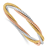 14K Tri-color Gold Textured Intertwined Slip On Stretch Bracelet