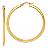 14k Yellow Gold Knife Edge Round Hoop Earrings 1.75in