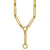 14k Yellow Gold Elongated Link Lariat Necklace 18in