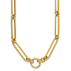 14k Yellow Gold Elongated Link Necklace with Circle Charm 18in