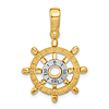 14k Two-Tone Gold Ship's Wheel Pendant 3/4in